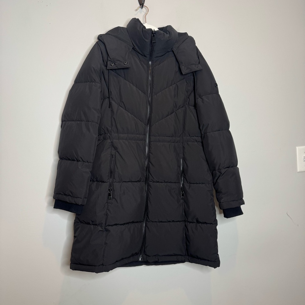 Calvin Klein Women’s Puffer Coat Hooded Black Size XL Mid Length